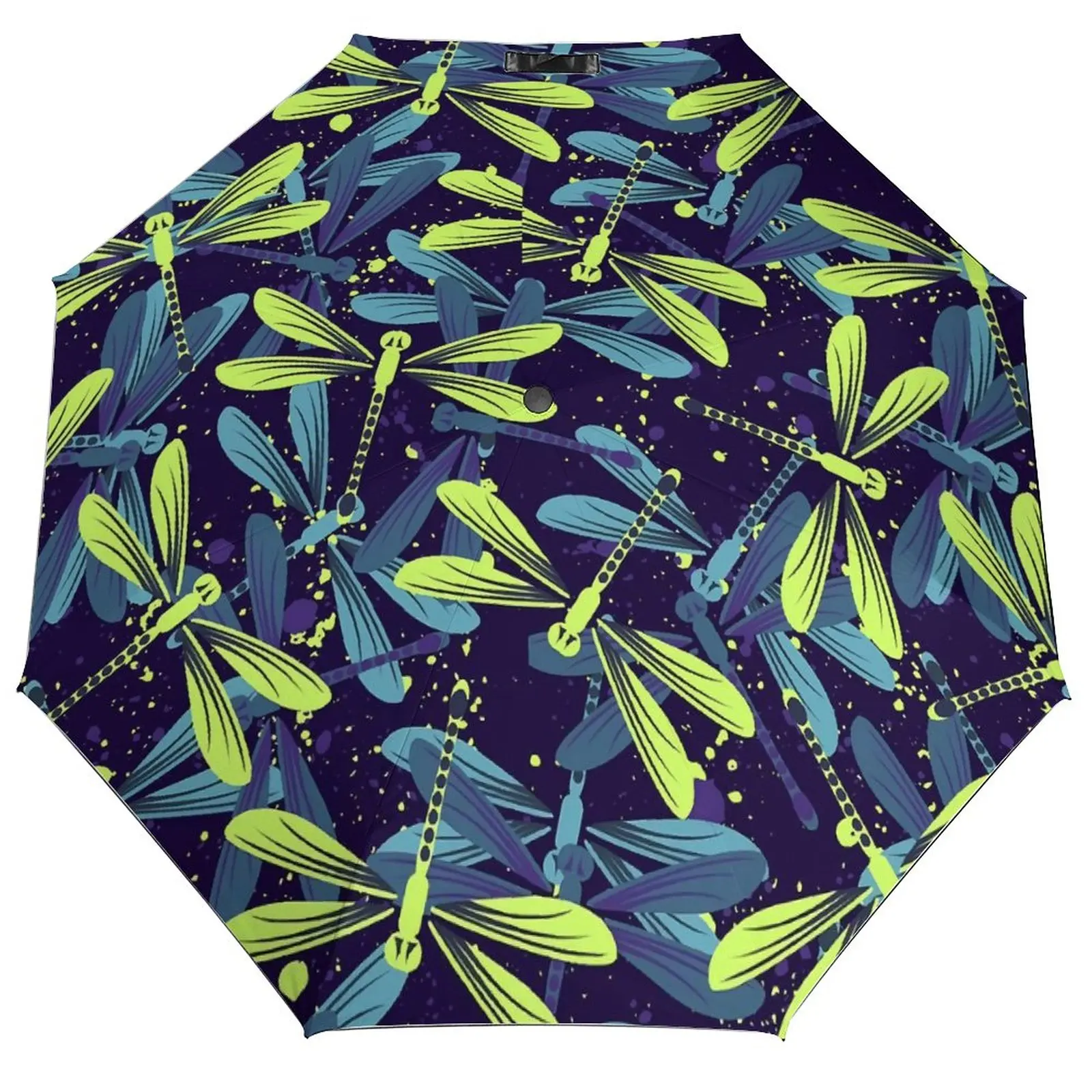 Зонт с принтом стрекозы зеленый и синий анти-УФ-автомобильный зонт мини-дизайн