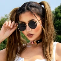 new fashion round metal sunglasses ins hot trendy women street shooting sunglasses hip hop women sun shades