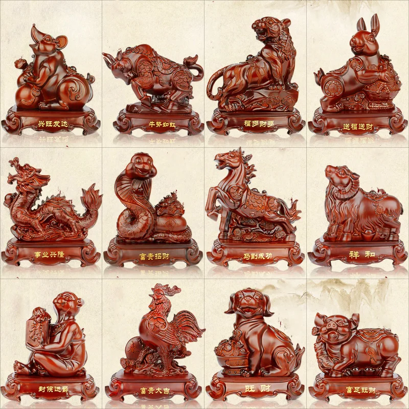 

China Zodiac signs decorative Animal ornaments resin sculpture Home Living Room Bedroom Decorative Statue