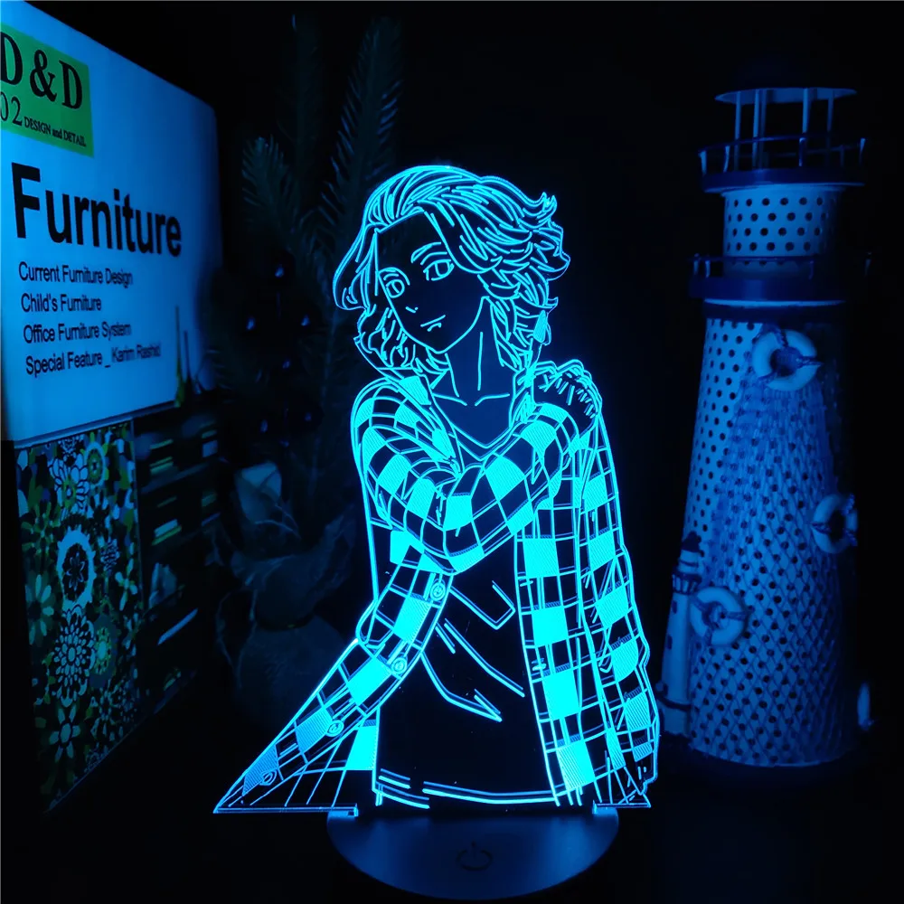 

Tokyo Revengers 3D Lamp Mikey Manjiro Sano LED Night Light Neon Luminaria Manga Sunset Lampe Lampara De Noche Dormitorio Lights