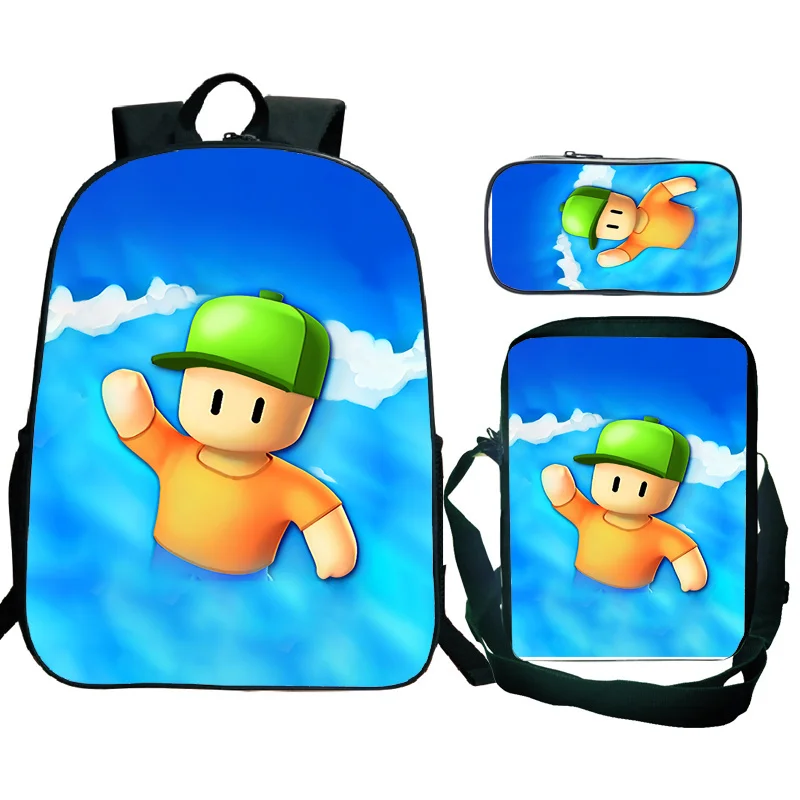

Stumble Guys Backpack Stumble Games 3pcs/Set Student School Bookbag Travel Laptop Daypack with Shoulder Bag Pencil Case