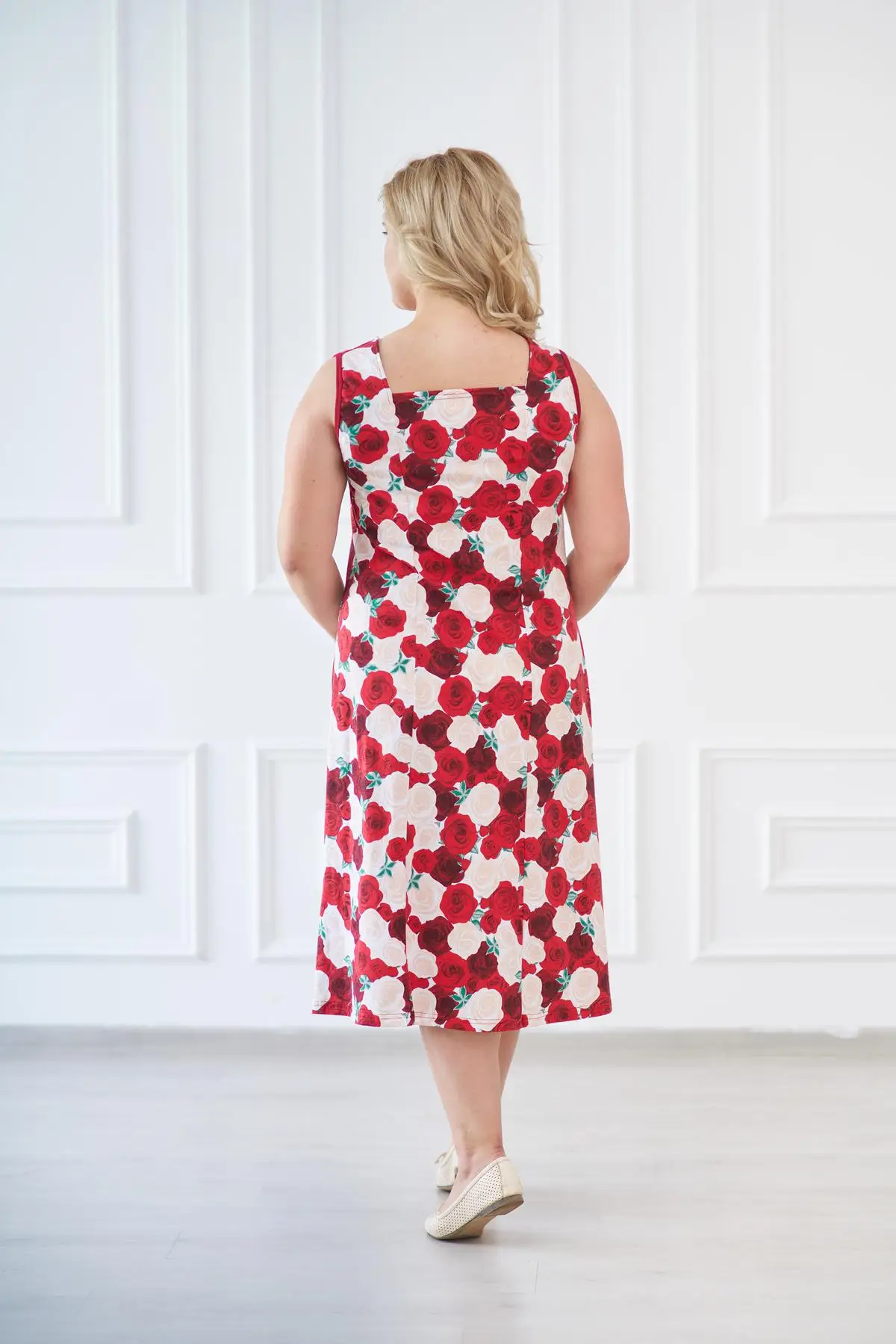 Женский сарафан 48-62 размеры Кулирка без рукавов с вырезом каре накладными