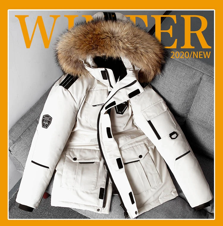 Fur Collar Winter Men's Jackets 2022 Hooded Parka Coat Outdoor Thick Warm White Duck Down Coat Male Quilted Coats Winter Brand