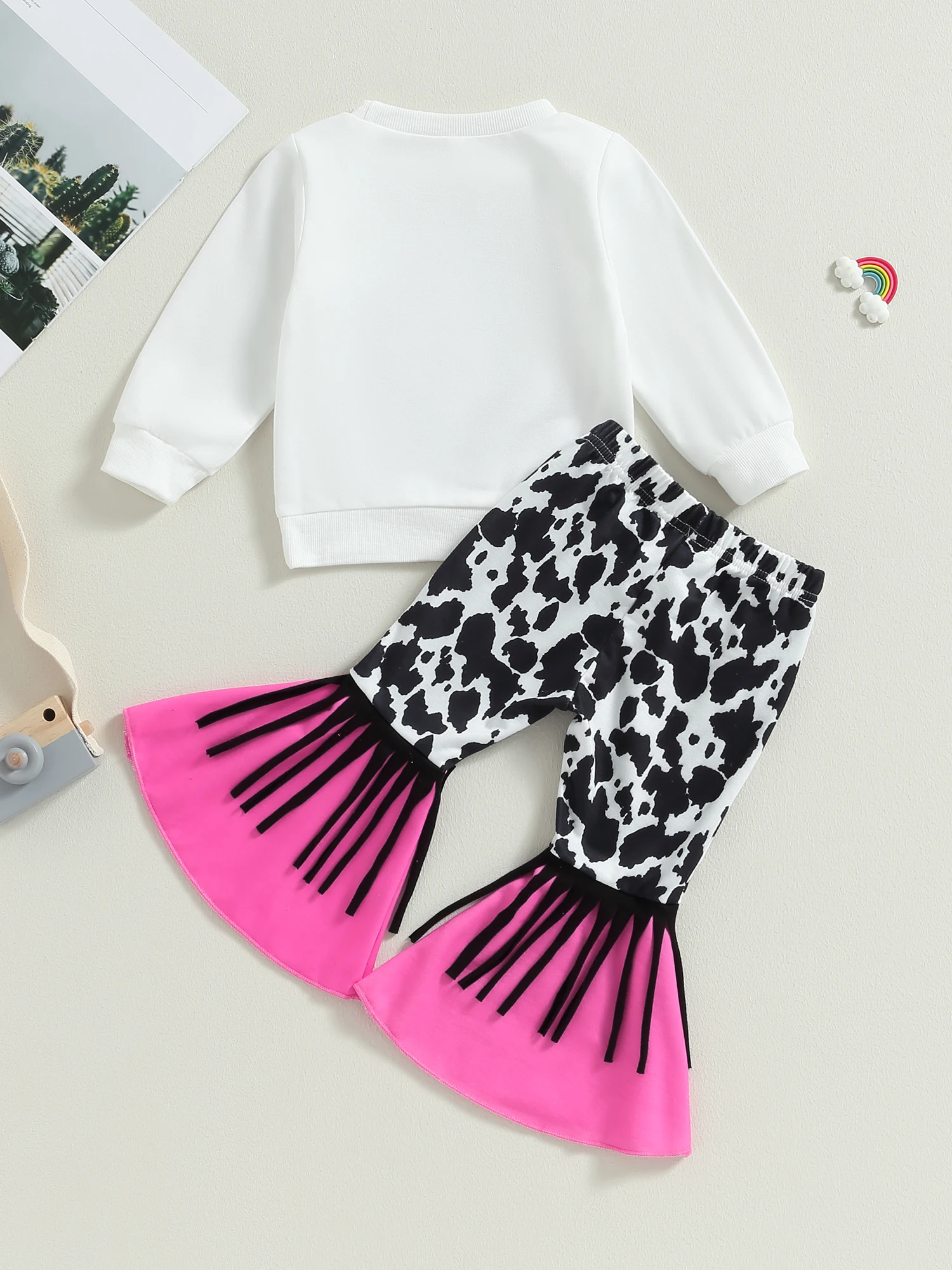 

Girls Long Sleeve Hooded Sweatshirt and Jogger Pants Set Cute Animal Print Pullover and Comfy Tassel Trimmed Bottoms Clothing