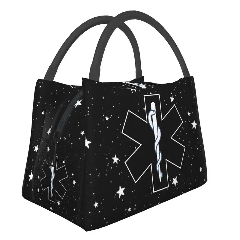 

Paramedic Nurse Star Of Life Lunch Tote Bag for Women Kids Portable Insulated Thermal Cooler Food Emt Medical Print Lunch Box