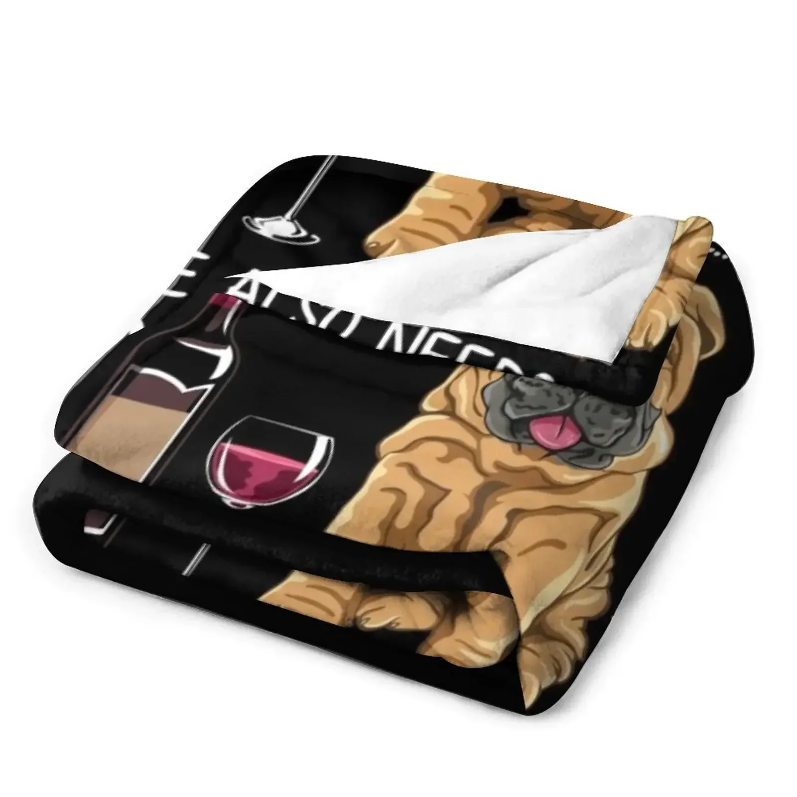 Шарпей и вино Забавная собака пледы диваны одеяла для кровати