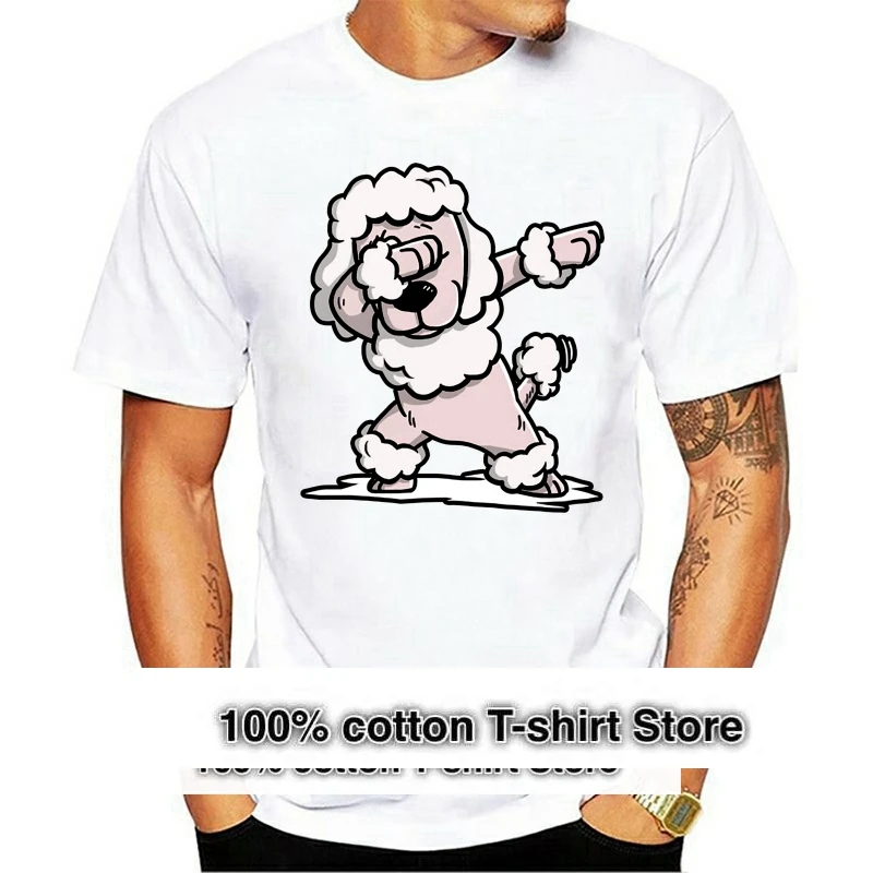 

Men T Shirts Dabbing Poodle Funny Hip-hop Short Sleeves Tees Crewneck Tops Purified Cotton New Arrival T-Shirt