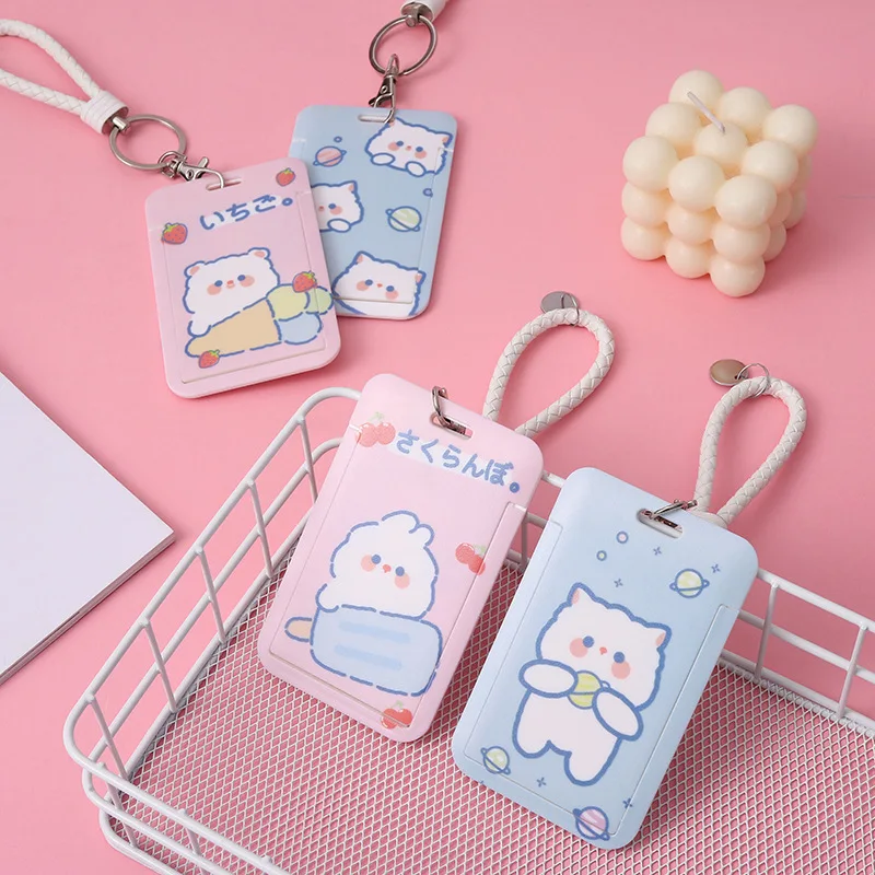 

1pc Kawaii CartoonCard Cover Student Campus Card Hanging Bag Card Holder Lanyard Id Card Toys For Girls Credential Holder