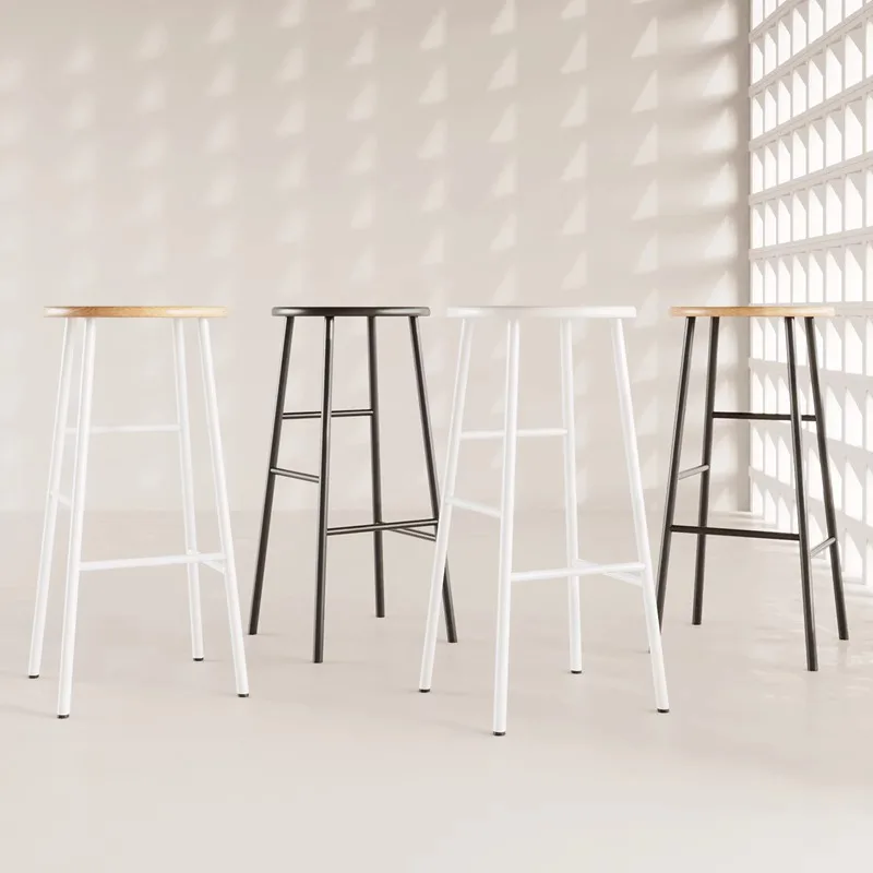 Деревянные обеденные черные барные стулья минималистичные современные высокие