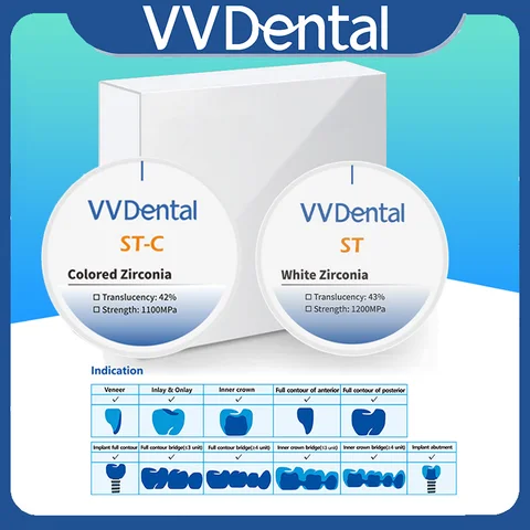 VVDental ST Циркониевый блок ST белый/цветной 98 мм
