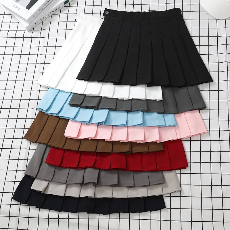 

Юбка женская черная с высокой талией, винтажная школьная плиссированная короткая трапециевидная мини-юбка в Корейском стиле Харадзюку, лето