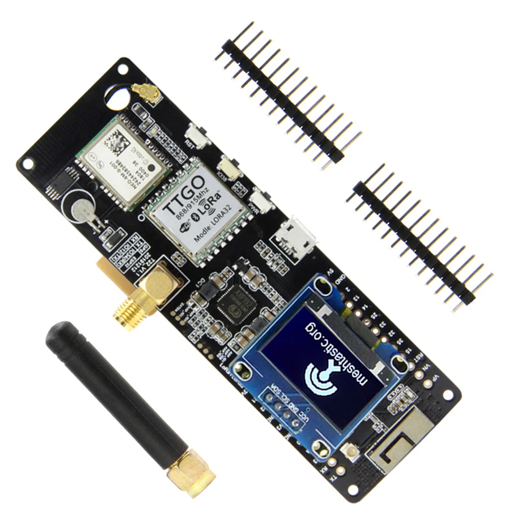 LILYGO TTGO Meshtastic T-Beam V1.1 ESP32 433/868/915/923Mhz WiFi BLE Lora ESP32 GPS NEO-6M SMA 18650 Battery Holder With OLED