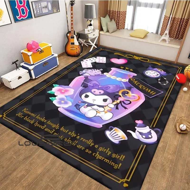 

Kuromi-i Cartoon Cute Print Pattern Game Crawling Children's Room Carpet Yoga Mat Living Room Carpet Camping Picnic Large Carpet