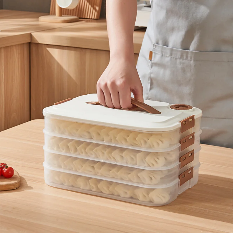 

Large Capacity Multi Layer Dumpling Box Food Grade Quick Freezing Fresh Keeping Frozen Box Dumplings Storage Case with Lid
