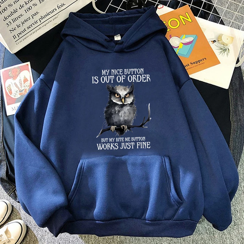 

Owl Funny Joke Print Hoodies Women Harajuku Casual Streetwear Tops Women Y2k Baggy Sweatshirt Harajuku Ulzzang Male Hoody 2023