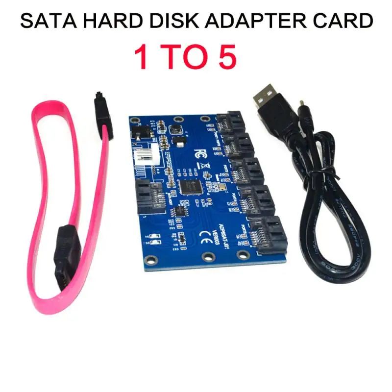 

SATA Expansion Card 1 To 5 Port SATA3.0 Controller Card Motherboard 6Gbps Multiplier SATA Port Riser Card Adapter For HDD Comput