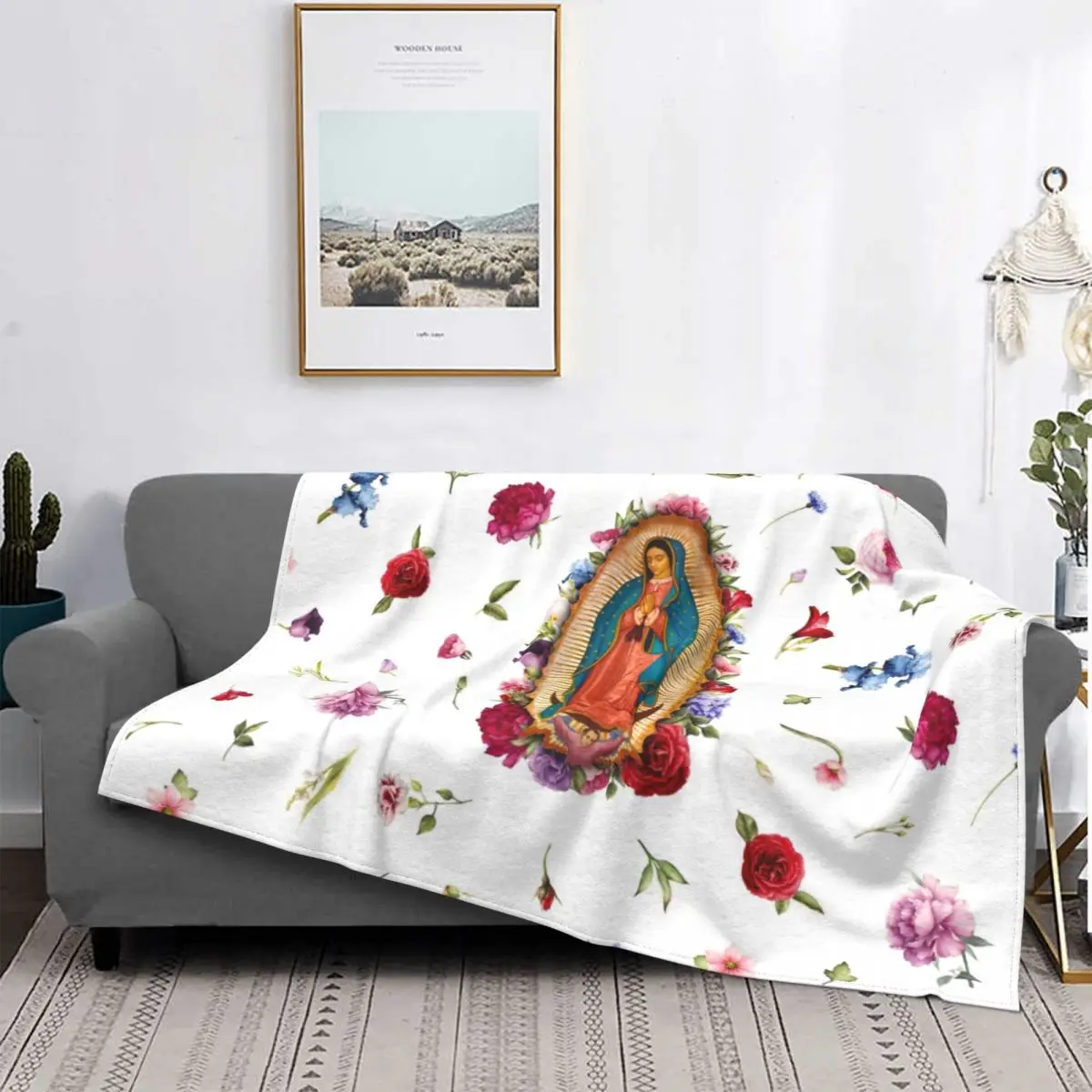 

Guadalupe Virgin Mary Catholic Mexico Blankets Soft Flannel Religious Throw Blanket for Sofa Office 3D Print Our Lady Of Bedding