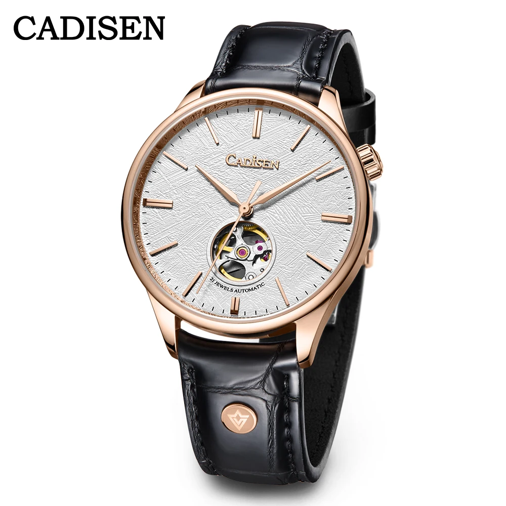 

CADISEN Men Mechanical Wristwatches Meteorite Dial MIYOTA 82S0 Watch Italian Leather Sapphire Automatic Hollow out Watches Mens