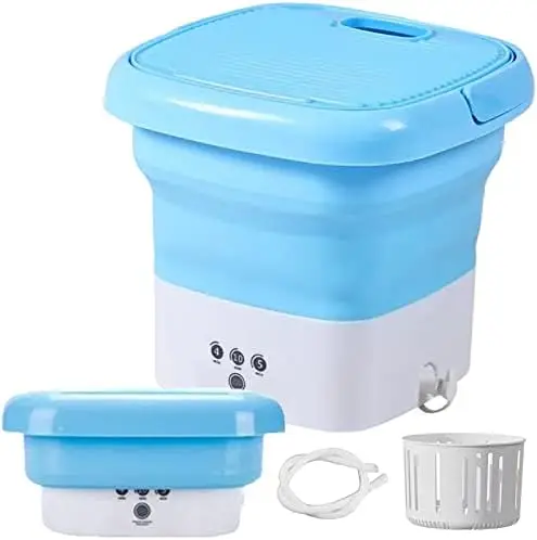 

Mini Foldable Clothes Washing Machine,Portable Laundry Bucket Washer with Spin Dryer Bucket for Automatic Home Travel Self-Drivi