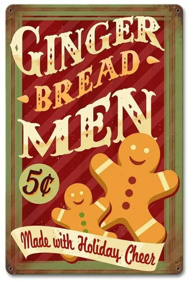 

Gingerbread Men Holiday Metal Sign Plaque Metal Vintage Pub Tin Sign Wall Decor for Bar Pub Club Man Cave Retro Metal Posters