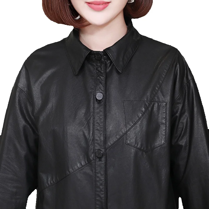 Высококачественная повседневная рубашка из овечьей кожи растительного дубления