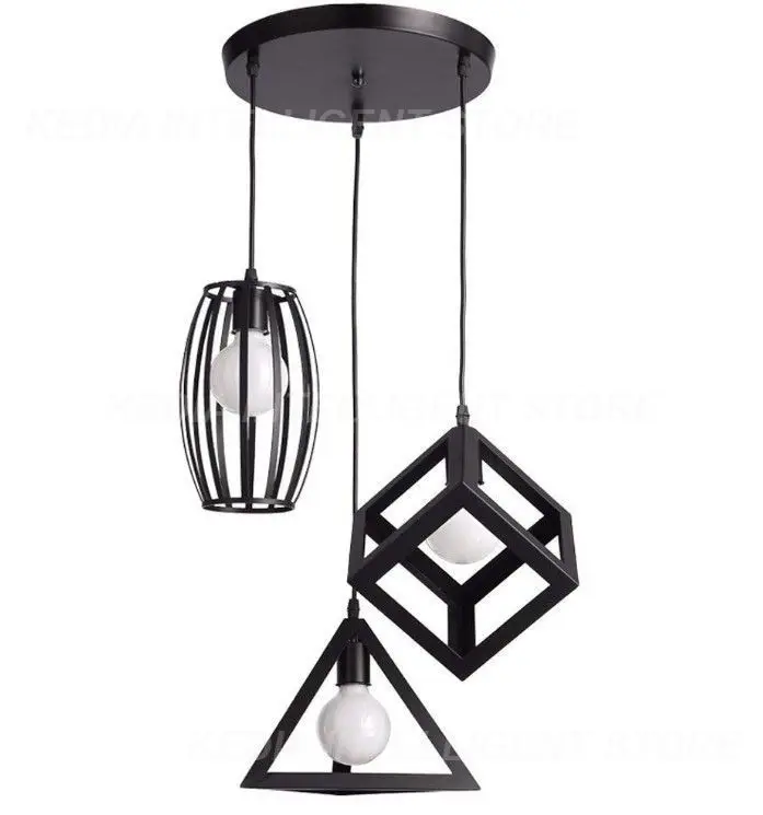 

Modern Cage Pendant Light Iron Minimalist Retro Scandinavian Loft Pyramid Pendant Lamp Metal Hanging Lamp Garden Indoor DecorHWC