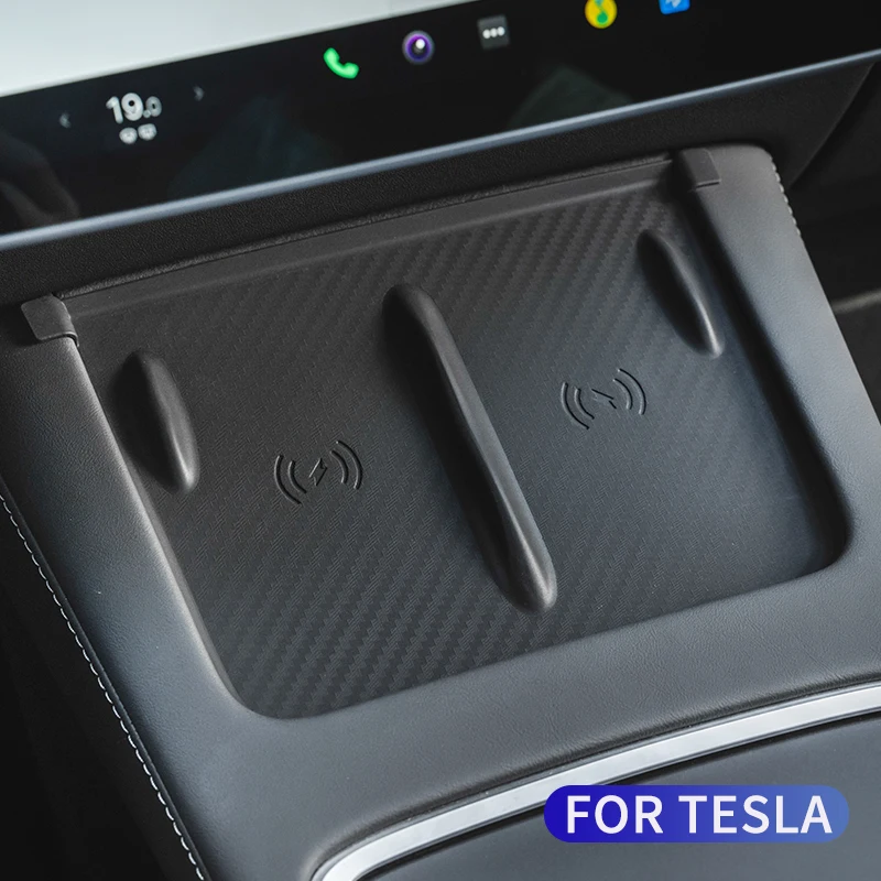 

For Tesla Model 3 Y Wireless Charging Pad Silicone Non-Slip Pad Car Central Control Mobile Phone Model Y 2022 2023 Accessories