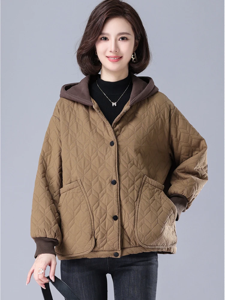 Jacket Women Winter Coat Warm Parkas Womens Winter Clothing 2022 New In Button Up Coats Hooded Loose Cotton Jackets Womens Tops
