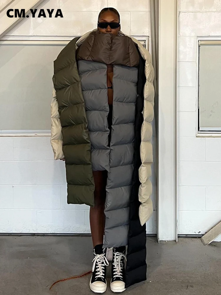 

Женская уличная одежда CM.YAYA, модная длинная парка, большой длинный шарф для зимы