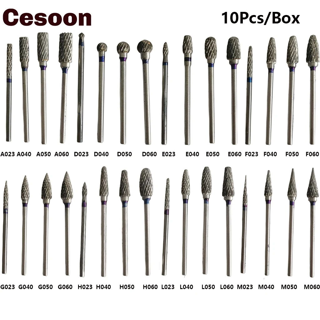 

10 шт. стоматологические буры из карбида вольфрама, Ротационные напильники, вольфрамовые стальные резаки, Шлифовальная головка, сверло для металлического фрезерования