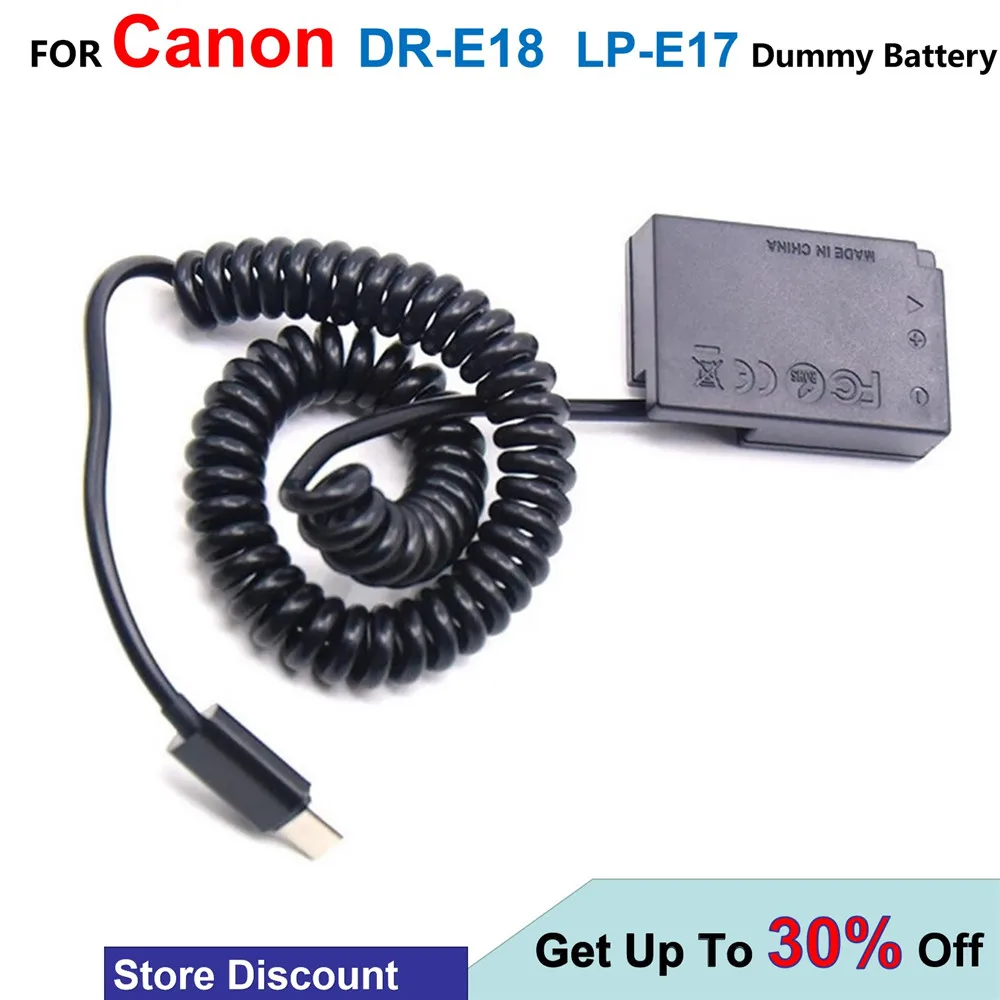 

ACK-E18 DR-E18 DC Coupler LP-E17 Dummy Battery USB Type C Power Bank Atapter Cable For Canon EOS RP 750D 760D 800D 850D 8000D