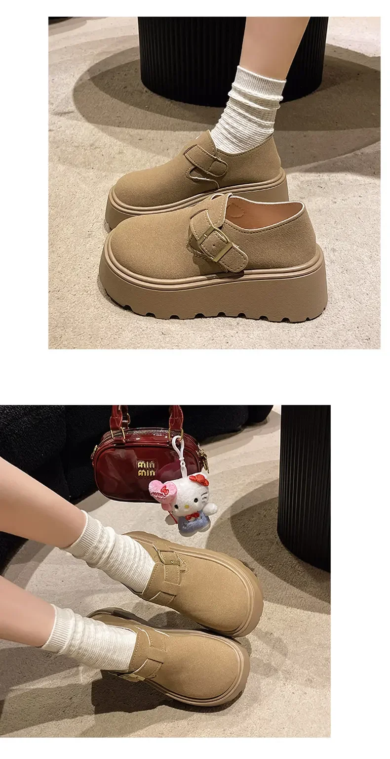 Фото Женские туфли Mushang W03-1, весенние носки Birkenstocks на толстой подошве, увеличивающие маленький размер №4