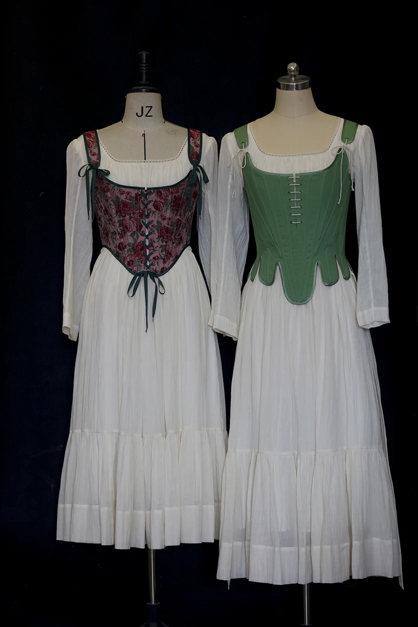 78-94 см бюст весна осень женский 1780-х годов винтажный зеленый хлопковый льняной