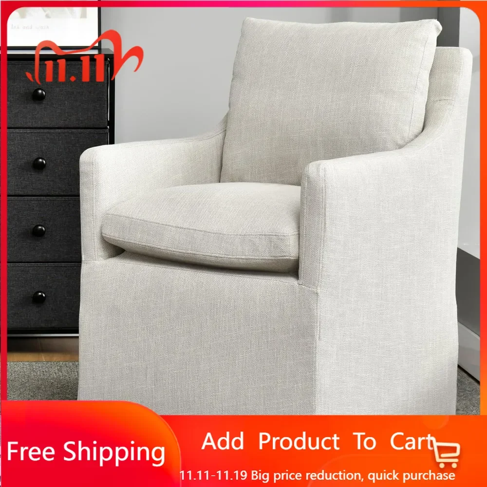 Мягкий обеденный стул льняной с акцентом для гостиной одиночный диван-кресло 4