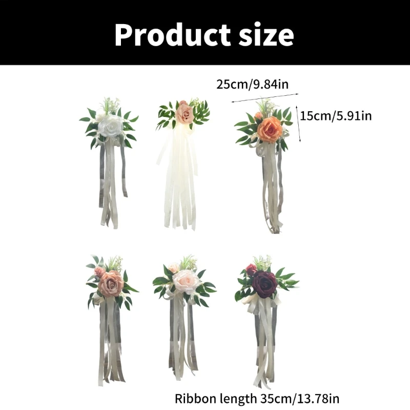 Набор из 6 изысканных цветочных украшений для скамей с лентами украшение спинки
