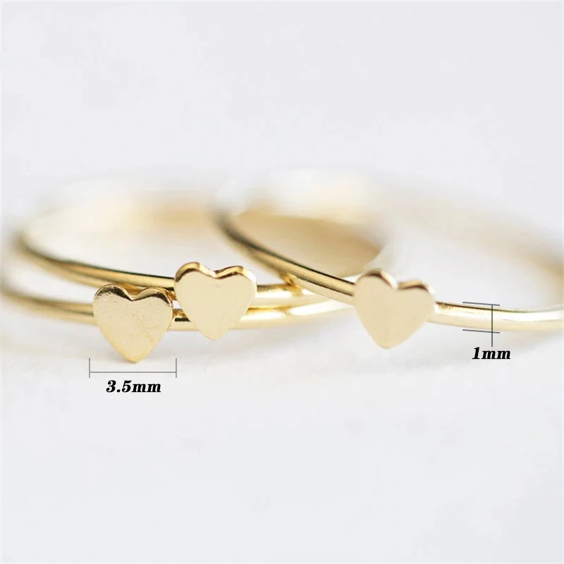 Штабелируемое кольцо в форме сердца Золотое 14 карат 3 5 мм ювелирные изделия стиле