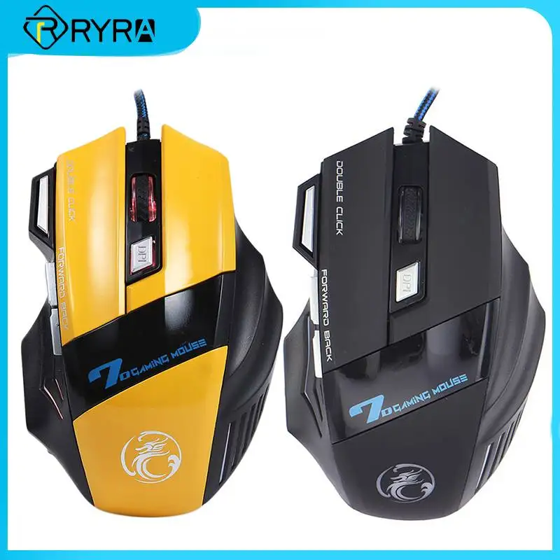 

RYRA Wired Gaming Mouse 3200DPI Silent Mice 7 Button Adapter With USB Breathing Light For PC Laptop Computer Office Accessories