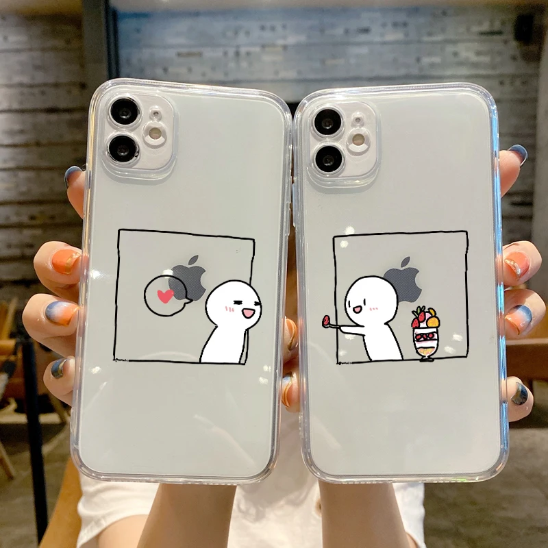 

Cute Couple Funny Phone Case for Phone 11 12 13 14 Pro Max Case iPhone 13 Mini X XS Max XR 8 7 Plus SE Rear Silicone Soft Cover