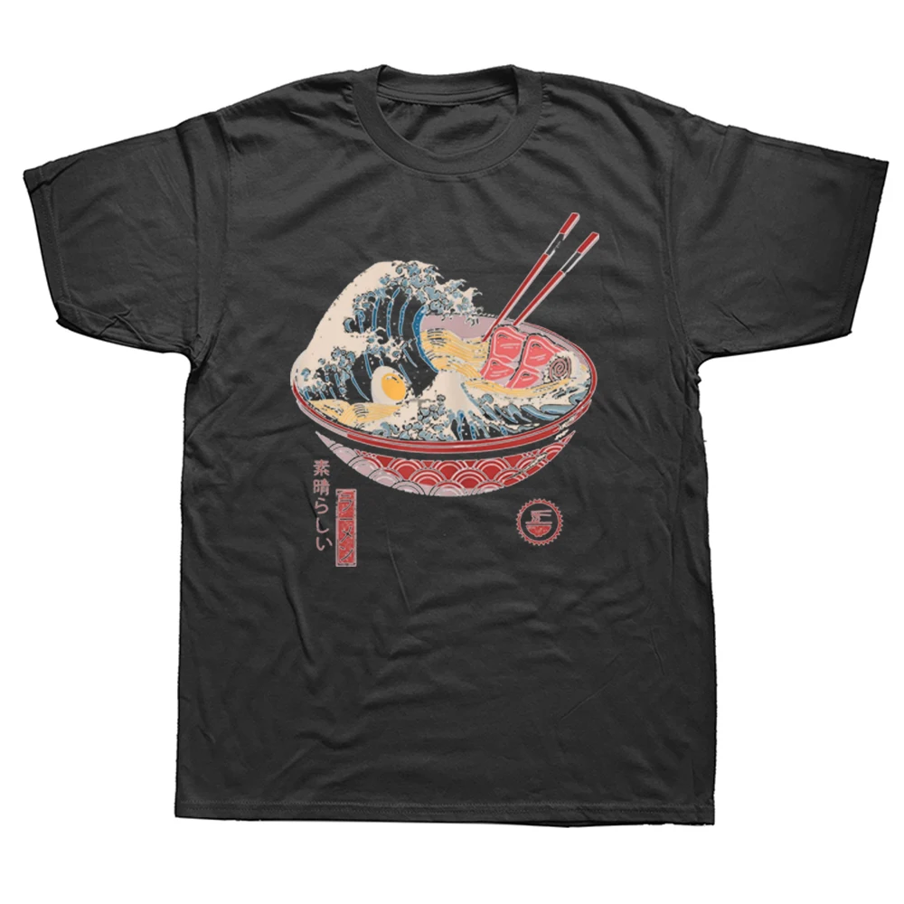 

Футболка мужская с принтом рамен, забавная хлопковая, с коротким рукавом, в уличном стиле, подарок на день рождения, Стильная летняя одежда