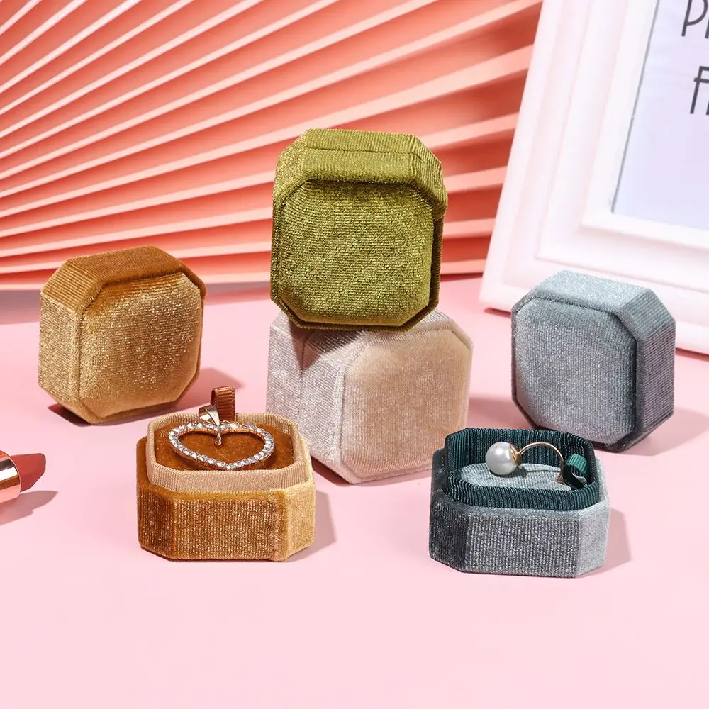 

Engagement Durable Exquisite Octagon Square Necklace Case Velvet Jewelry Box Pendant Box Storage Box