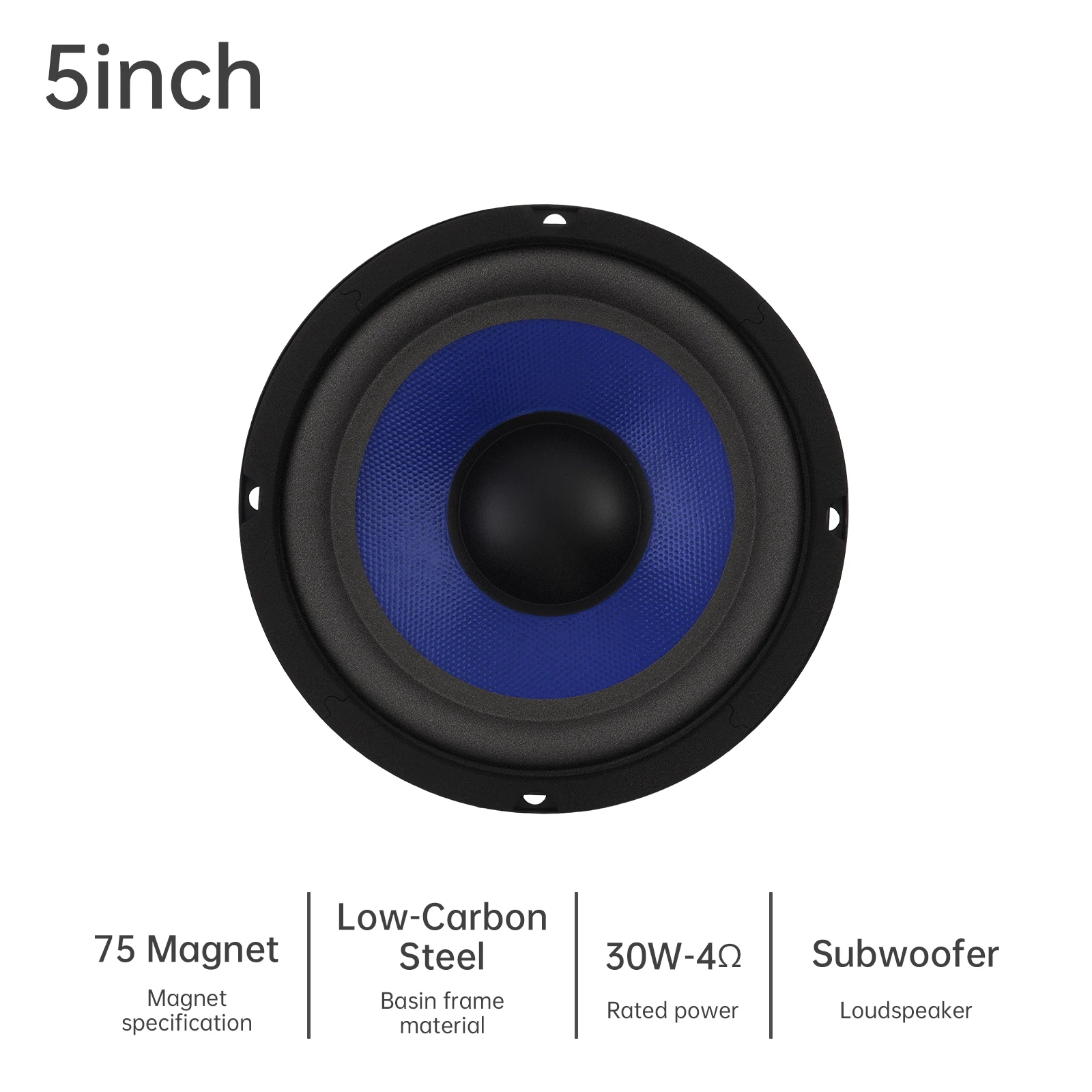 

1 шт. 5-дюймовый басовый громкоговоритель НЧ-динамик для автомобильных аудио/домашних театралей, широкая частота реагирования, автомобильный аудио стереодинамик