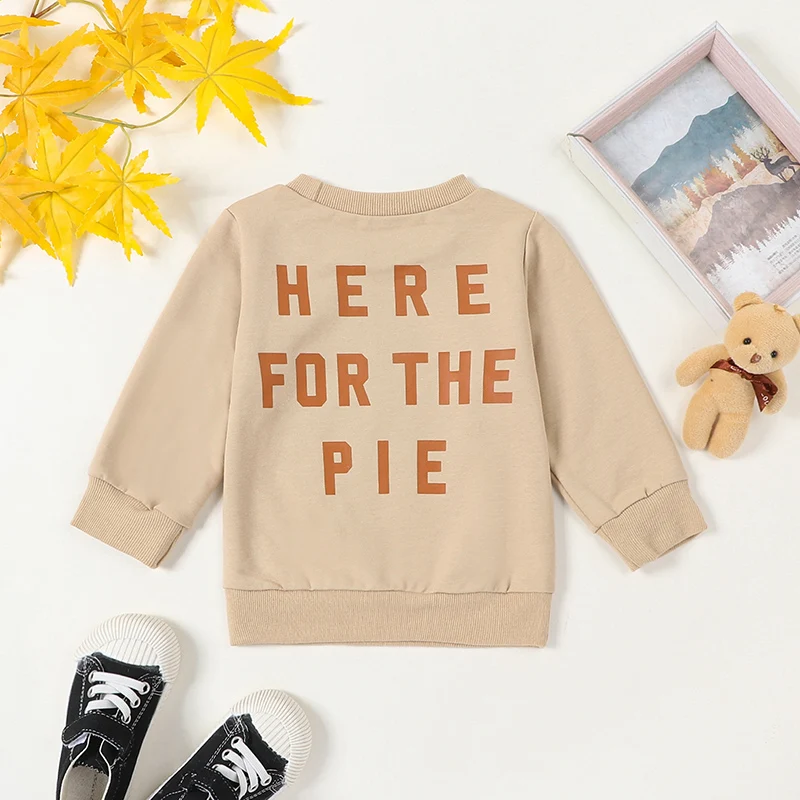 

Baby Thanksgiving Sweatshirts Long Sleeve Crew Neck Pie Letter Print Pullovers Toddler Warm Tops