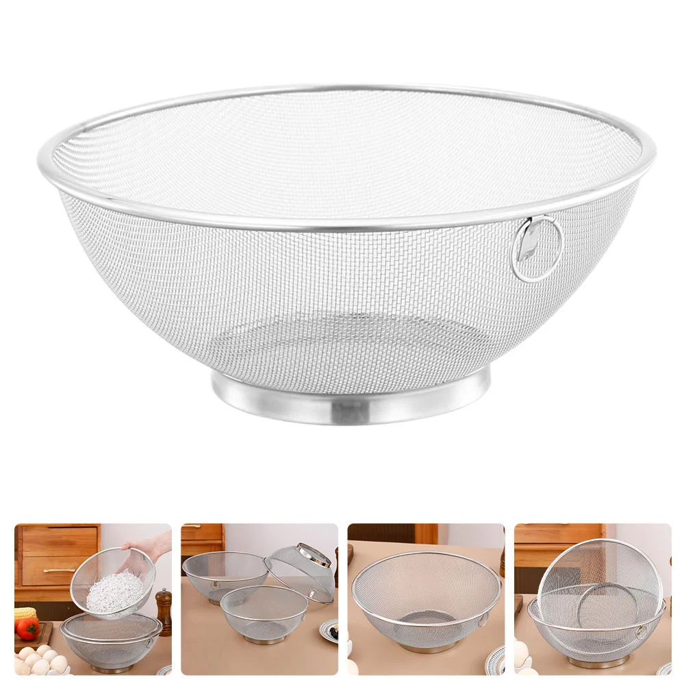 

Stainless Steel Rice Basket Food Strainers Drainer Cooking Washer Bowl Drainage Cleaner Metal Kitchen Net