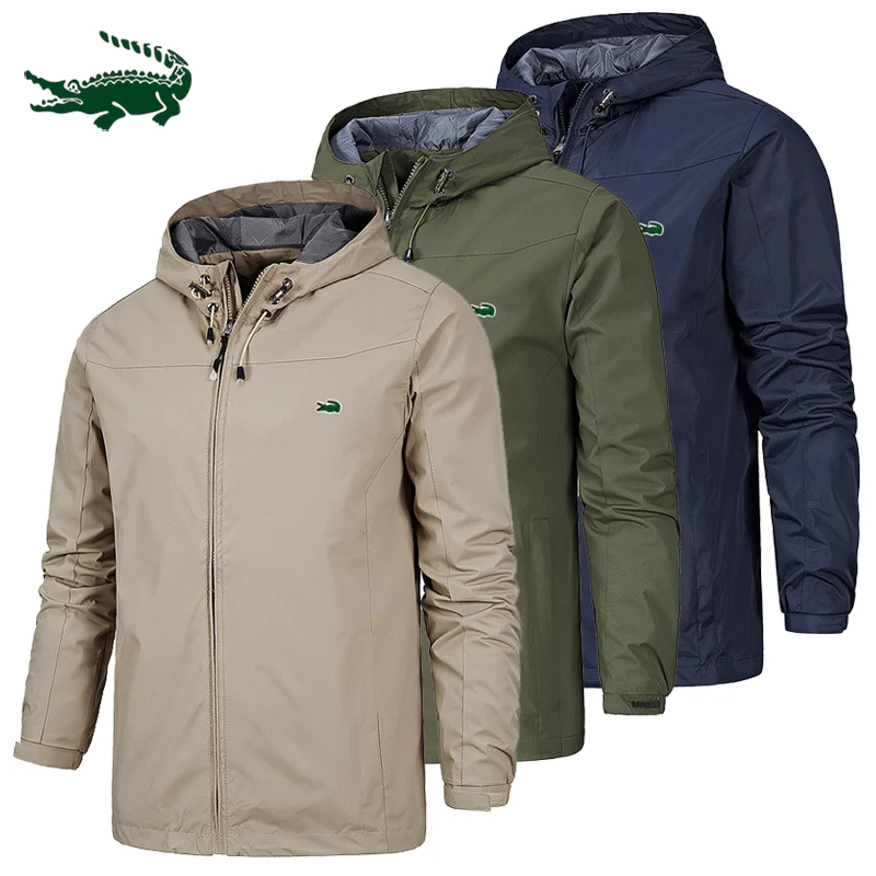 

High quality men's hooded zippered jacket jacket fashionable casual windproof rainproof outdoor mountaineering sports jacket