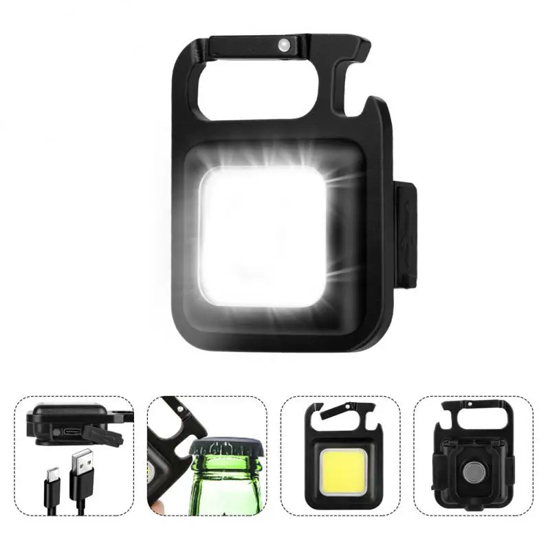 

Мини-брелок со светодиодной подсветкой oobest, Многофункциональный переносной карманный рабочий светильник с USB-зарядкой и штопортом, уличный светильник для кемпинга, рыбалки