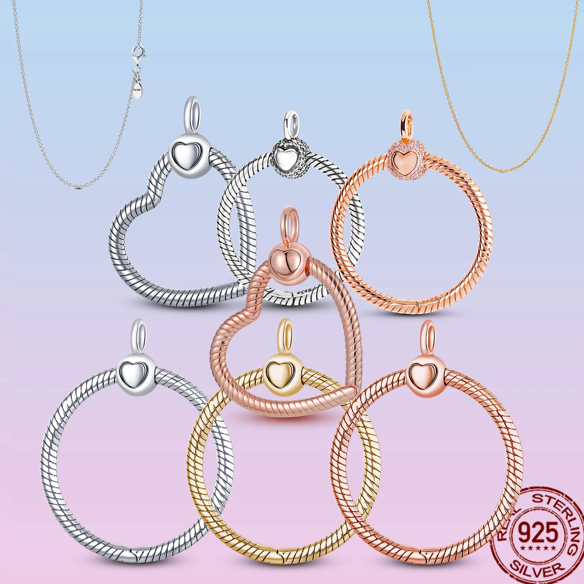 Минимализм серебро 925 пробы подвеска O Charm Fit Original ожерелье Pandora DIY для женщин