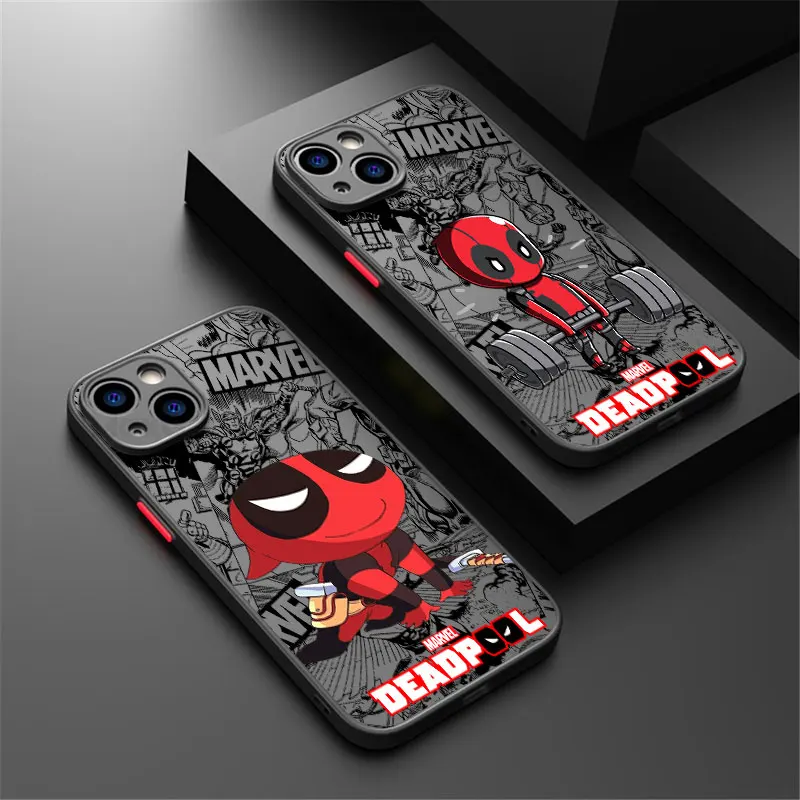 Фото Забавный модный чехол для телефона Marvel Deadpool для iPhone 17e 17 16e 16 15 14 13 12 11 Mini Pro Air Max X XSMax Plus, матовый прозрачный чехол №1