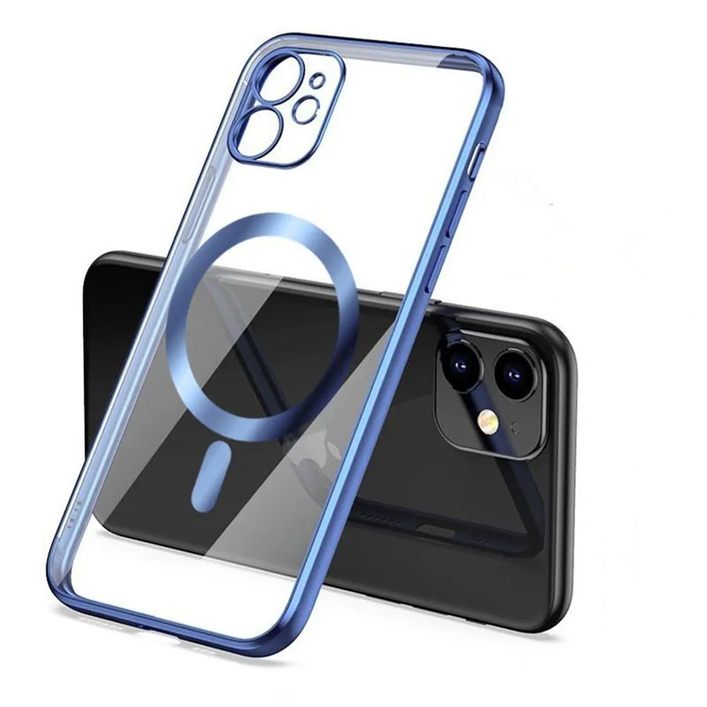 Прозрачный мягкий магнитный силиконовый чехол Magsafing для iPhone 11 12 13 Pro Max X XS XR 7 8 Mini