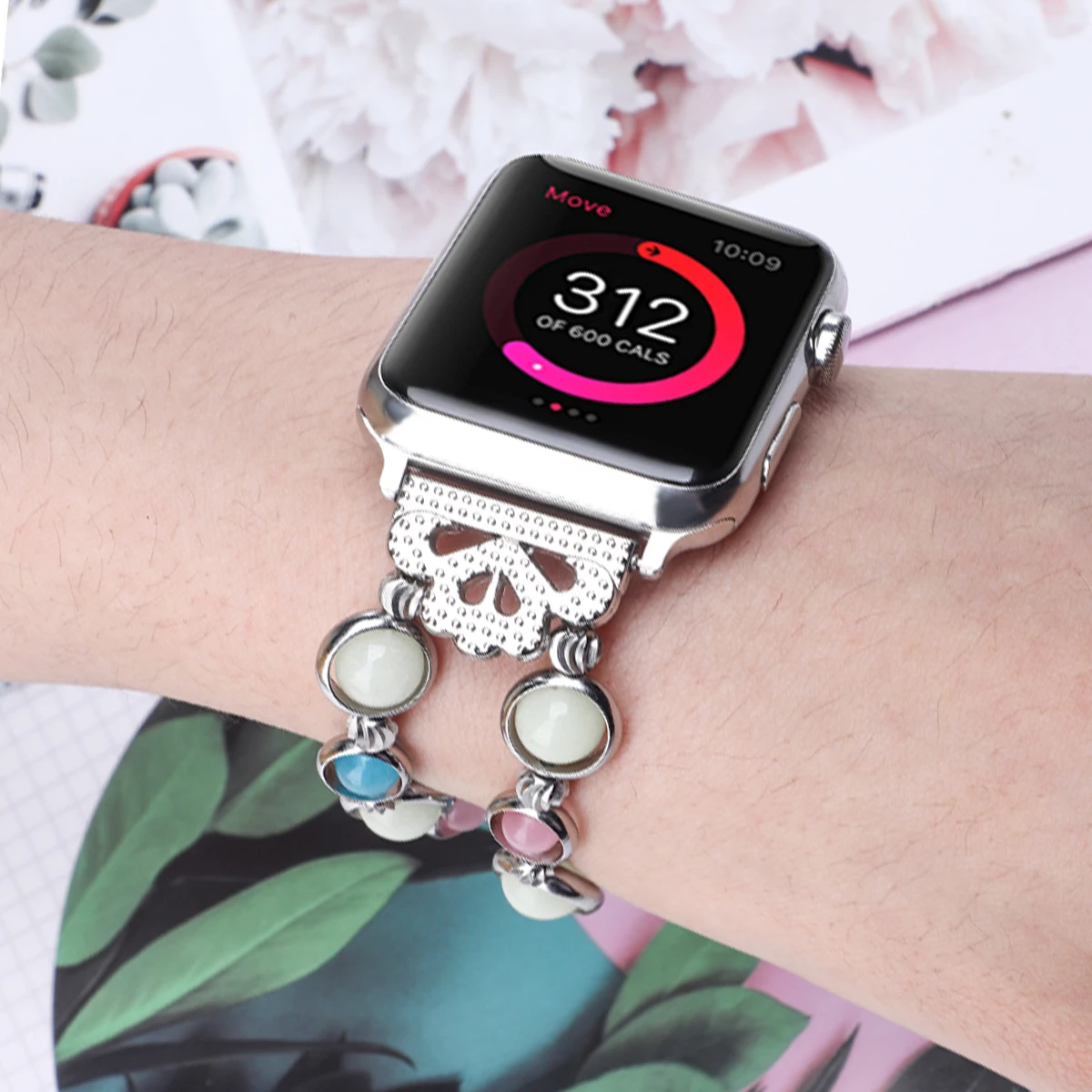 Фото Светящийся ремешок для Apple Watch 38/40/41 мм 42/44/45 мм серия 7 6 5 4 SE 3 Регулируемый Женский браслет для iWa №4