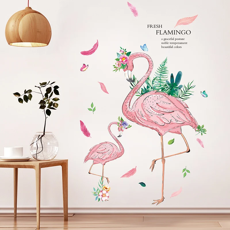 

Flamingo Wall Stickers Decor DIY Cartoon Animals Wall Decals for Kids Rooms Baby Bedroom Children Nursery Home Decoration